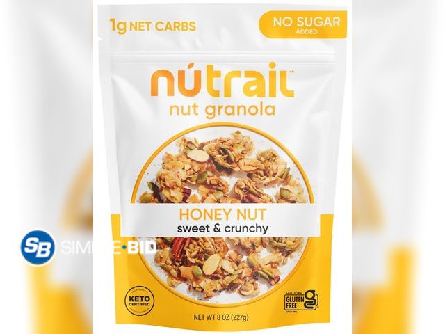 Lot 58-71786 - Lot of (2) NuTrail No Sugar Added Sweet &amp; Crunchy Honey Nut Nut Granola 8 oz - unopened - expire...