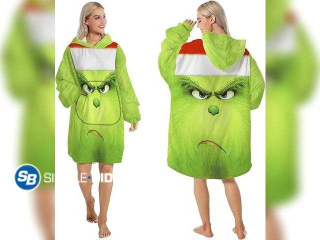 Lot 58-21795 - New Wearable Blanket Hoodie Adult Kids Christmas Oversized Hooded Blanket Soft Comfortable - GRINCH!...