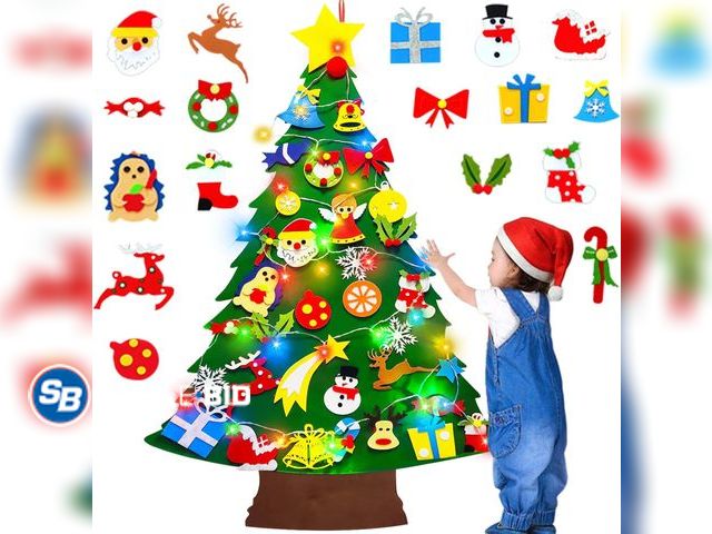 Lot 58-73704 - CHRISTMAS! New 3.7 Ft Felt Christmas Tree for Toddlers, Stocking Stuffers for Kids with Colorful Lig...