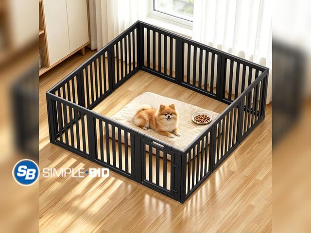 Lot 58-81608 - Dog Playpen Indoor,Puppy Playpen,Black 23.6" H, 12 Panels Dog Play Pen Indoors with Open View, Tool-...