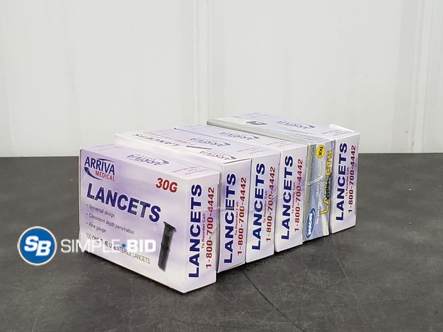 Lot 58-84113 - Lot of (6) Boxes of Lancets - 100 one Time use Sterile Lancets in each box - unopened