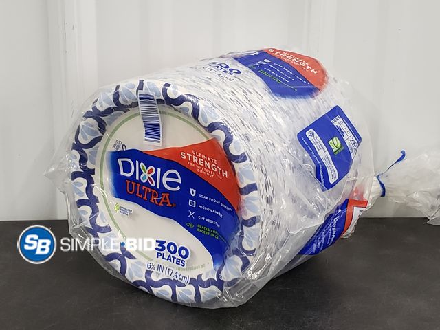 Lot 58-50543 - Dixie ultra PLATES - 300 paper plates - 6 7/8" - open package 3/4 full