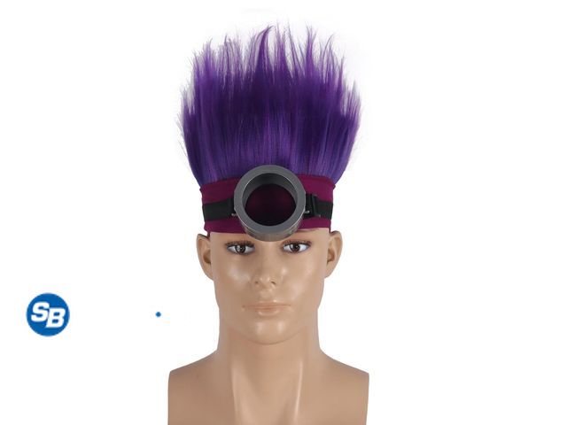 Lot 58-50685 - New Purple Men Women Purple Goggle Halloween Costume Cosplay Headband Hair Wig (One Eye)