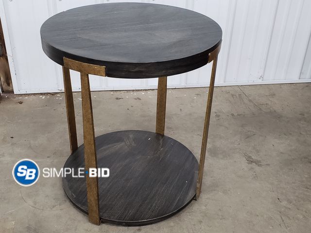 Lot 58-74402 - Decorative Round Table with Gold sides - appears unused - approx. 24" T x 22" W (few scratches from ...