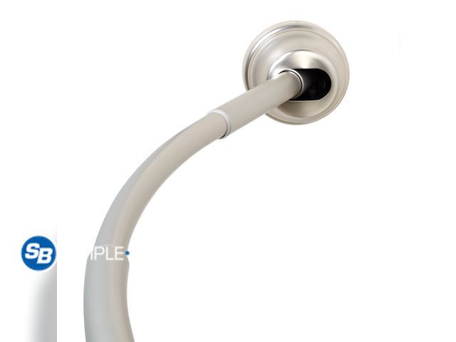 Lot 58-60337 - Zenna Home NeverRust 32 to 40-Inch Rustproof Dual Mount Curved Stall Shower Rod, Nickel - appears un...
