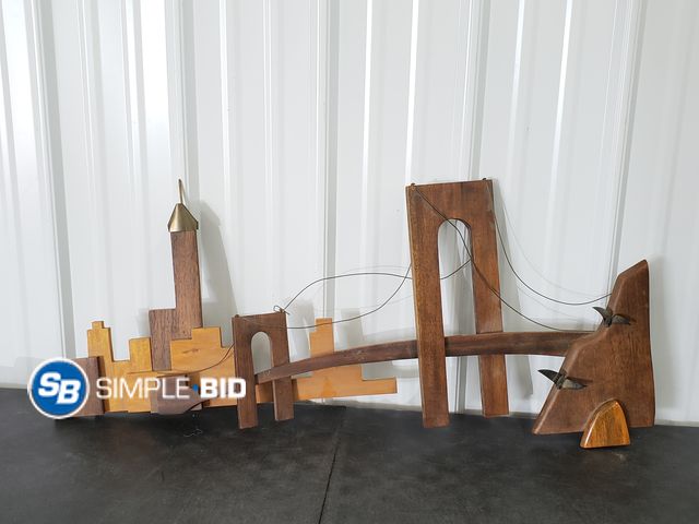 Lot 58-66351 - Wooden City Scape Wall Hanging - Used But in Good Condition