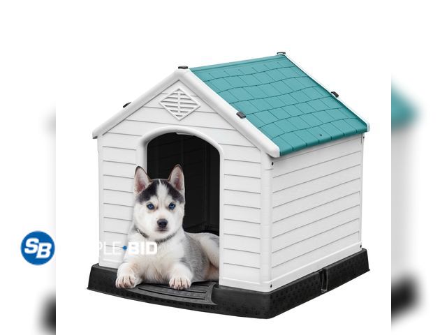 Lot 58-37085 - New Uforic Waterproof Plastic Dog House with Air Vents and Elevated Floor, Outdoor Indoor Doghouse P...
