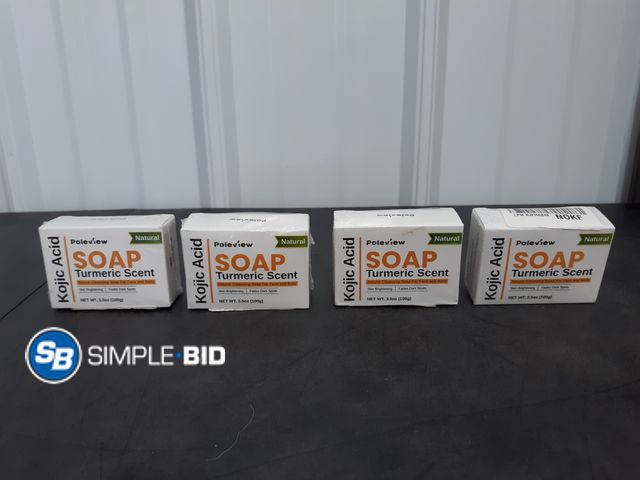 Lot 58-84138 - Lot of (4) New Kojic Acid Turmeric Scent Natural Cleansing soap for face and body - Natural