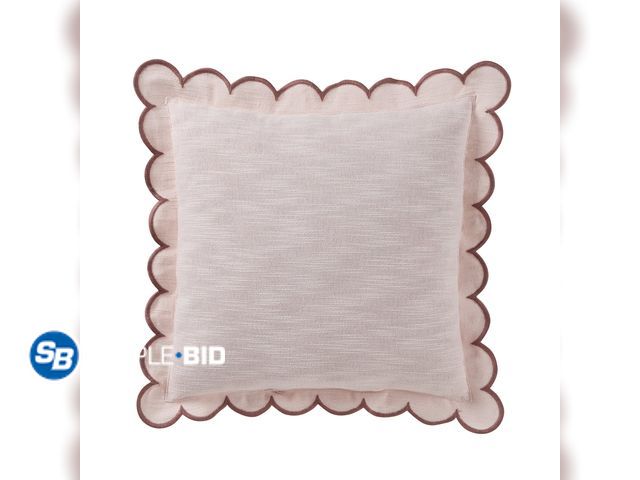 Lot 58-60556 - New Home Decor Collection 19" x 19" Blush Pink Scallop Flange Cotton-Rich Decorate Pillow