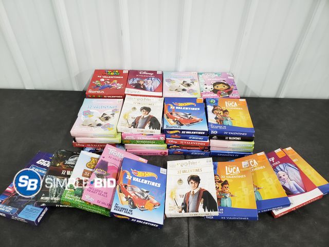 Lot 58-59689 - Lot of (50) Packages of VALENTINES Cards with Heart Seals - unopened / various themes