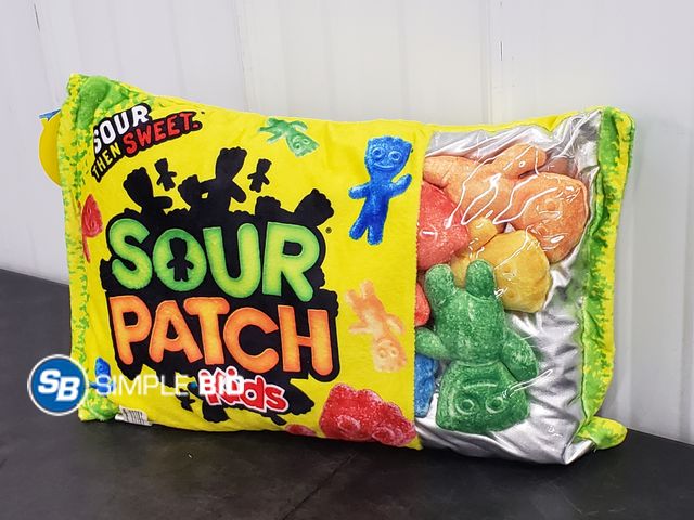 Lot 58-67822 - 3D Sour Patch Package Throw Pillow with Stuffed Sour Patch Kids Inside - Unused