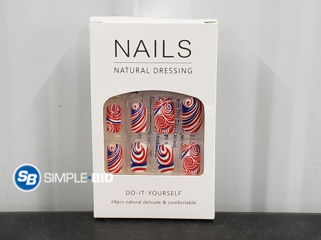 Lot 58-53259 - New Red - White and Blue 24 piece press on Nails