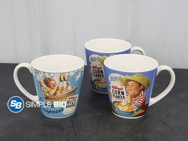 Lot 58-84776 - Lot of (3) Vintage Kellogg's Rice Krispies - Swing to crispness, BOY! Kellogg's Corn Flakes Coffee m...