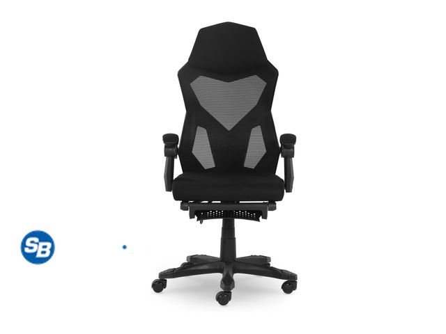 Lot 58-77289 - New Gamer Gear Gaming Office Chair with Extendable Leg Rest, Black Fabric Upholstery