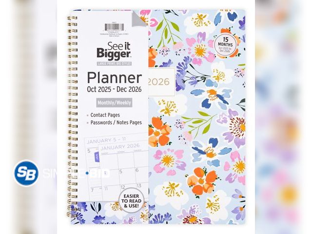Lot 58-60395 - New See it Bigger Monthly Weekly Planner Large (9″x 11") Oct 2025 -Dec 2026