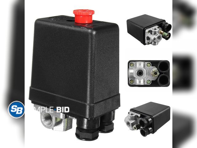 Lot 58-38878 - New Porfeet 90-125PSI 20A Central Pneumatic Air Compressor Pressure Switch Control Valves(Black)