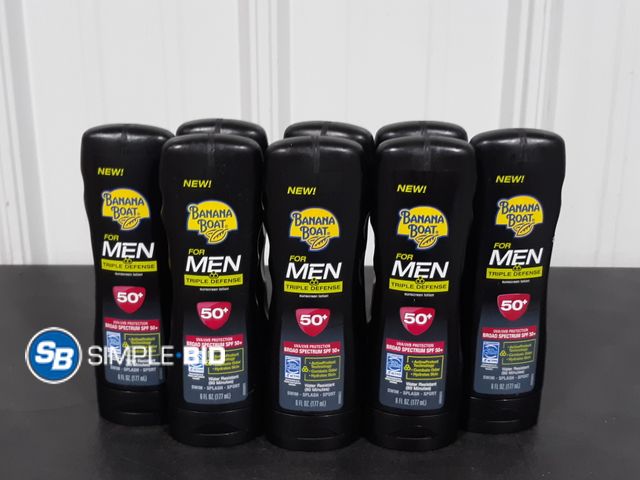 Lot 58-34652 - Lot of (8) Banana Boat for MEN triple defense 6 fl oz each -- unused