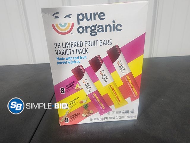 Lot 58-26196 - Pure Organic 22 layered fruit bars - variety pack - individually packaged