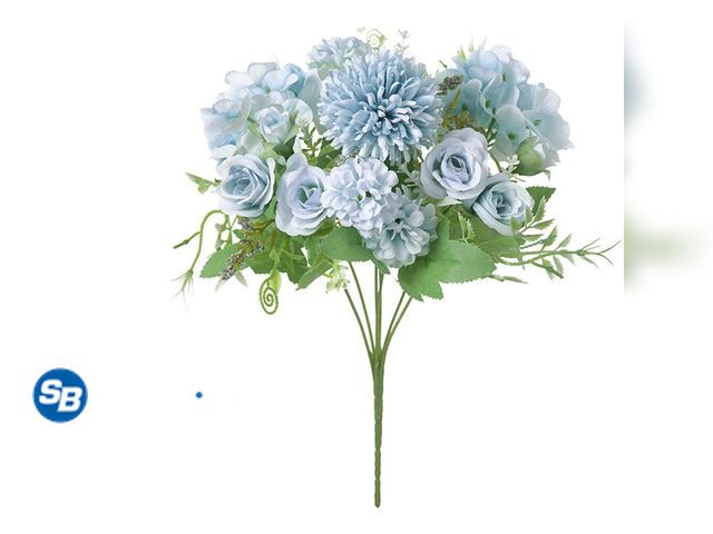 Lot 58-38186 - Lot of (8) New LanSuare Artificial Roses Flowers Silk Bouquet for Home Office Parties Table Centerpi...