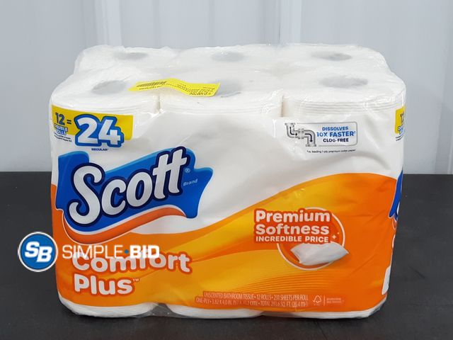 Lot 58-33766 - New SCOTT Comfort plus Toilet paper 12 double Rolls = 24