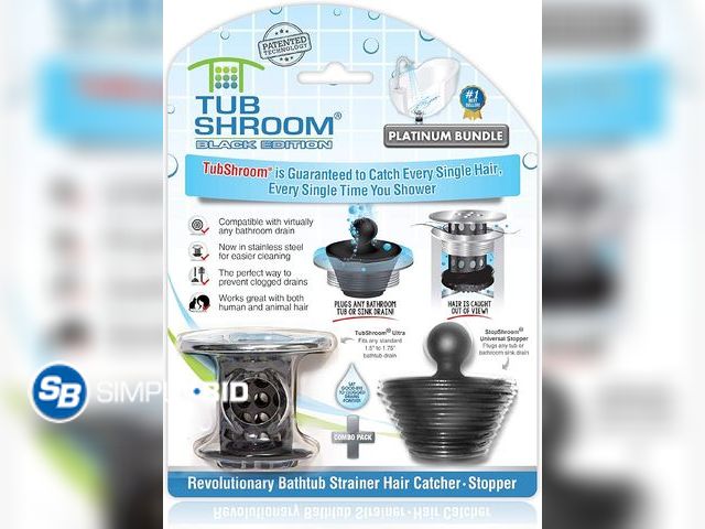 Lot 58-36393 - New TubShroom Tub Drain Hair Catcher Combo Pack with Silicone Stopper, Black Chrome – Protector and ...