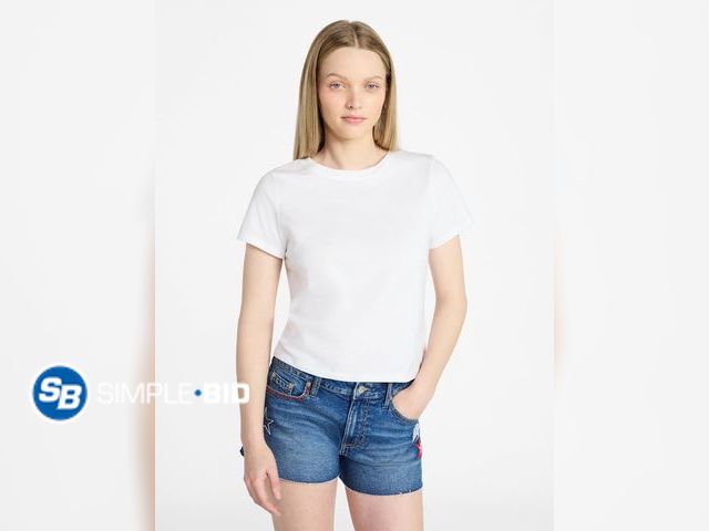 Lot 58-69164 - New No Boundaries Cropped Cotton Tee with Short Sleeves, Women’s SIZE L
