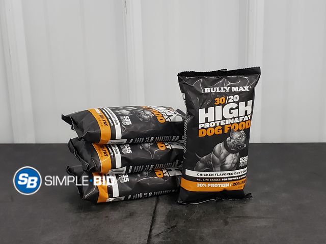 Lot 58-40093 - Lot of (4) Packages of Bully Max 30/20 High Protein and Fat Dog Food 12 oz each - unopened - expired