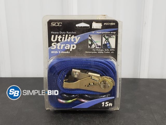 Lot 58-77039 - SCC Heavy Duty Ratchet Utility Strap with S Hooks 15Ft - New