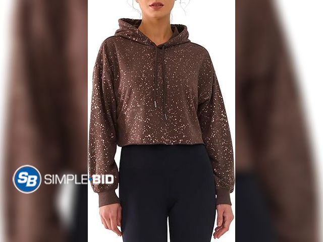 Lot 58-68463 - New  Womens Cropped Hoodie Sweatshirt Oversize Long Sleeve Loose Hoodies Ladies Drop Shoulder Pullov...