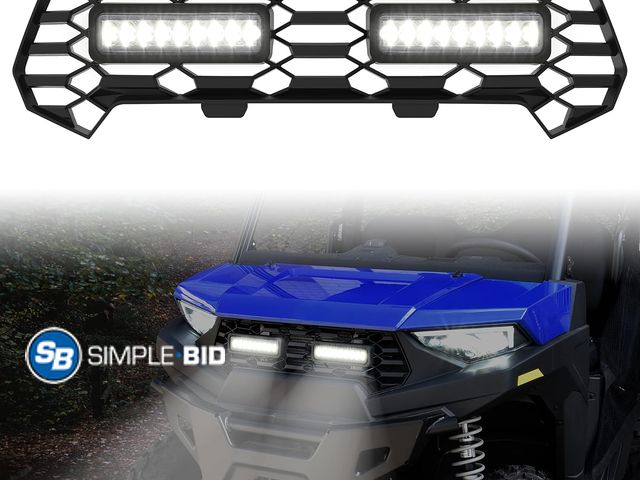 Lot 58-76075 - New SAUTVS Mesh Grille with Light for Polaris Ranger SP 570 2022+, 1PC Grill Accent Light, Front Bum...