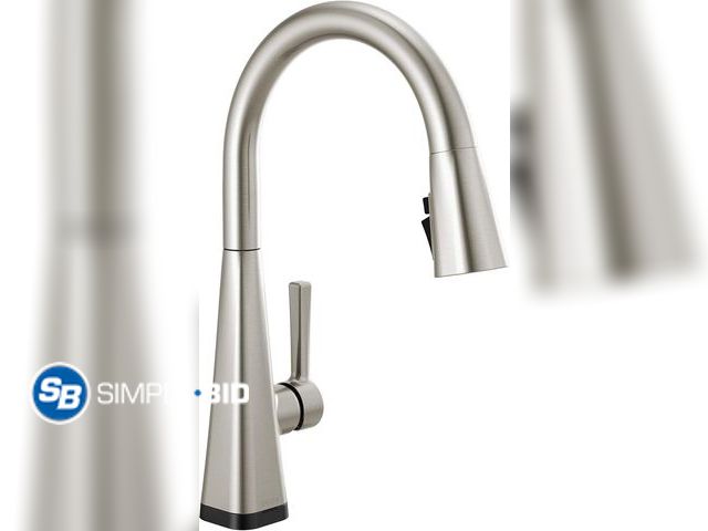Lot 58-32862 - Delta Lenta Brushed Nickel Touch Kitchen Faucet with Pull Down Sprayer, Modern Single Hole Touch On ...