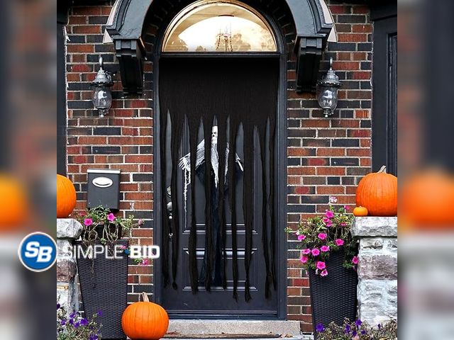 Lot 58-17369 - Lot of (8) New Halloween Doorway Curtain, 79x39 Inch Haunted House Curtains Scary Spooky Cloth Hallo...