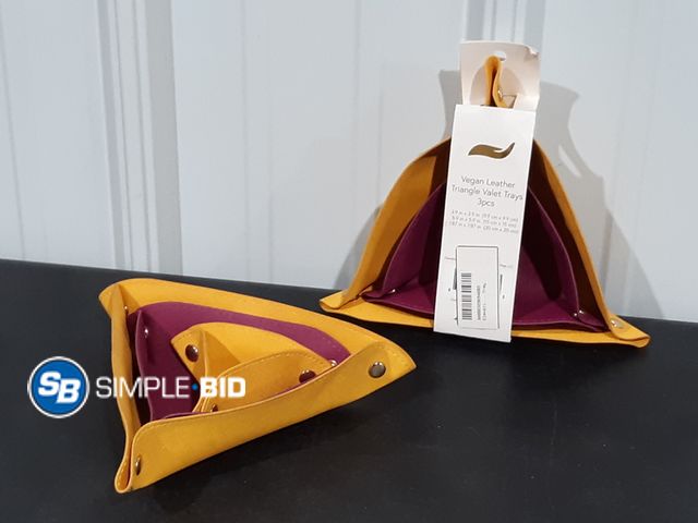 Lot 58-28954 - Lot of (2) Vegan Leather Triangle Valet Trays