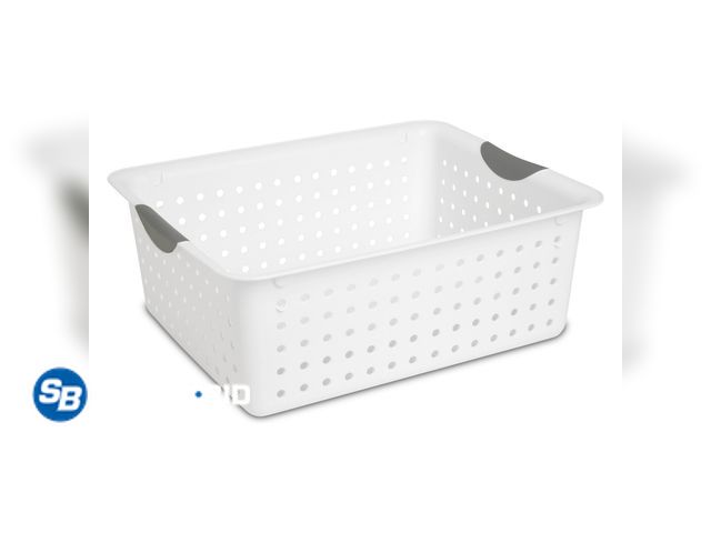 Lot 58-37505 - New Sterilite Large Ultra™ Basket, Open Plastic Storage Bin, Versatile Organization Solution, White
