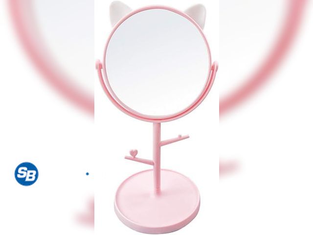 Lot 58-37040 - New Desk Mirror in Cute Cat Ears Shape-Kawaii &amp;Vanity Mirror for You in Bathroom or Bedroom- Pin...
