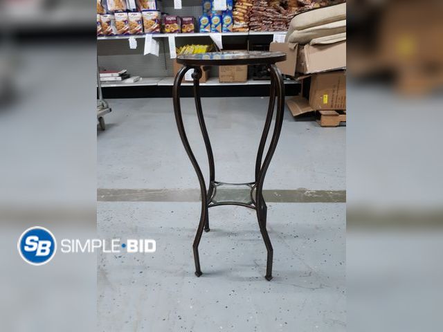 Lot 58-74671 - Wrought Iron Planter Stand with Glass Tops - 28" High - 12" Round - Used But in Good Condition