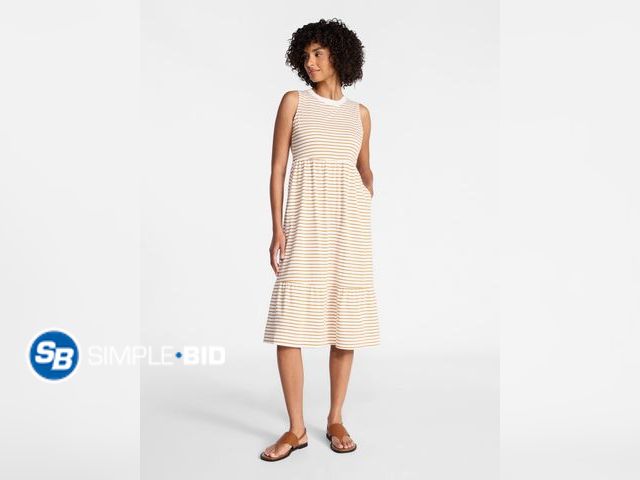 Lot 58-71203 - New Time and Tru Women's Cotton Sleeveless Tiered Midi Dress, Size XS