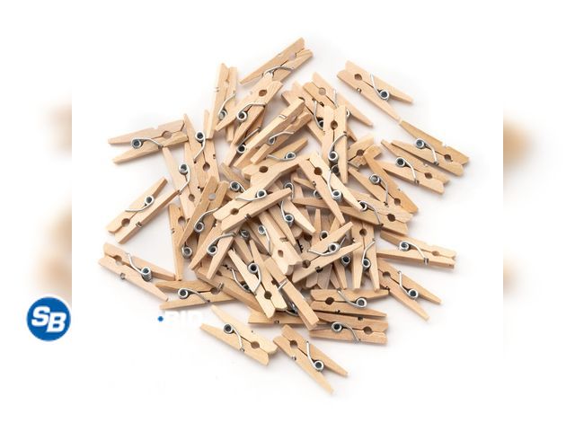 Lot 58-58567 - Lot of (6) New Packages of Tiny Clothes pins - 12 in each package -- total of 72 - Great for picture...