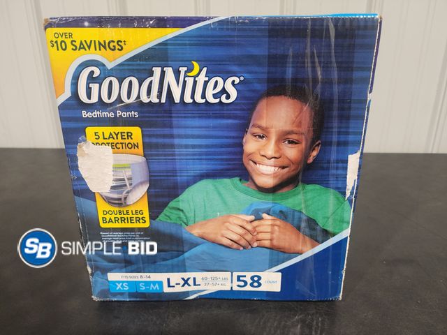 Lot 58-34603 - New GoodNites Bedtime Pants - SIZE L 58 count