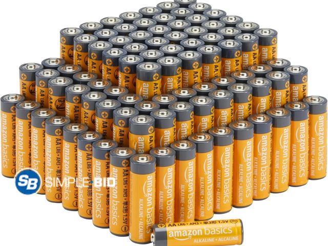 Lot 58-57731 - BATTERIES! New Amazon Basics 100-Pack AA Alkaline High-Performance Batteries, 1.5 Volt, 10-Year Shel...