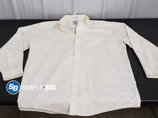 Lot 58-54556 - LL Bean Long Sleeve Button Down Shirt - Cream Color - Size 17.5 - 34 - Light use