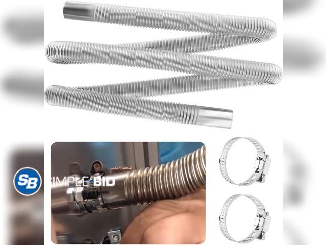 Lot 58-40589 - New 59" Diesel Heater Exhaust Pipe,1" ID Stainless Steel Flexible Exhaust Tubing with 2 Hose Clamps,...