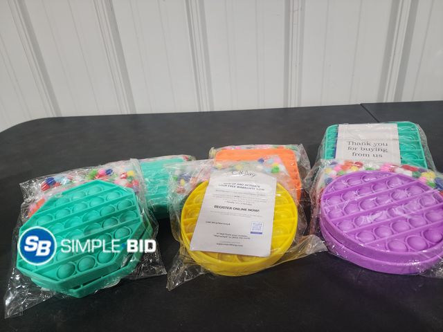 Lot 58-27009 - Lot of (6) New Fidget Sensory Toy Its Pushit Pop Bubble - Rainbow Games, Stress Toys, 2 Packs for Ch...