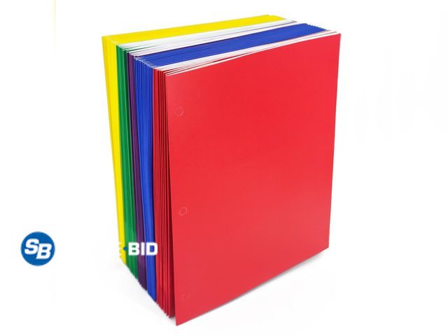 Lot 58-68318 - New Pen+Gear Two Pocket Paper Portfolios, 50 Count, Assorted Colors, 11.80 in x 9.80 in