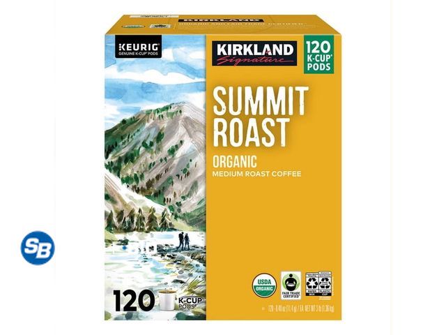 Lot 58-66969 - Kirkland Signature Coffee Organic Summit Roast K-Cup Pod 120 Count - Mostly Full