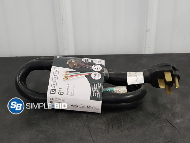 Lot 58-75621 - Utilitech 6ft Range Cord - New