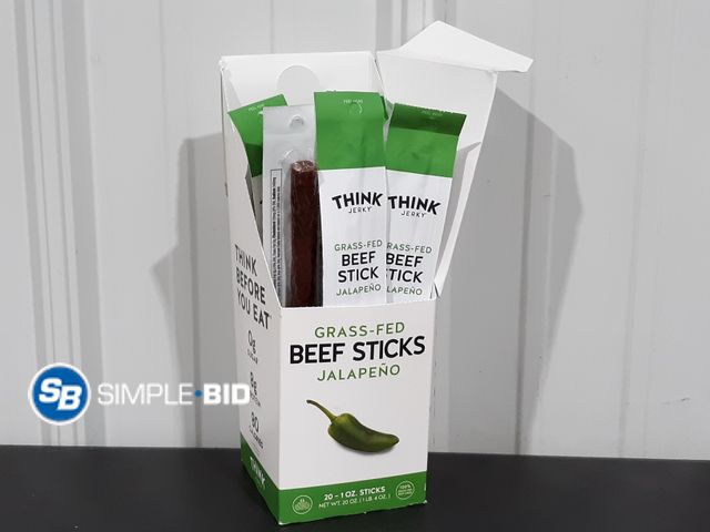 Lot 58-26000 - THINK! Grass-fed BEEF sticks Jalapeno - 10 individully packaged - unopened - best by 2/26