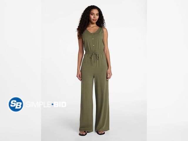 Lot 58-72179 - Time and Tru Women's Sleeveless Button Front Jumpsuit, Size L