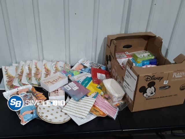 Lot 58-33039 - Lot of PARTY supplies -- Various items including Napkins, plates, decor and more - unused