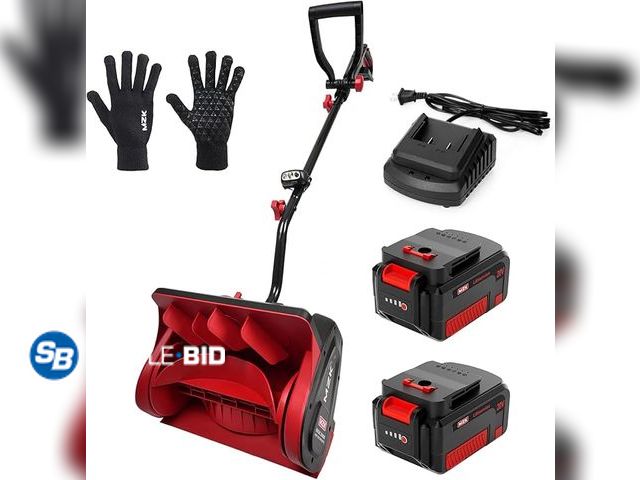 Lot 58-29650 - MZK Cordless Snow Shovel, 20V 13-Inch Battery Powered Snow Thrower(4.0Ah Li-ion Battery*2 &amp; Fast...